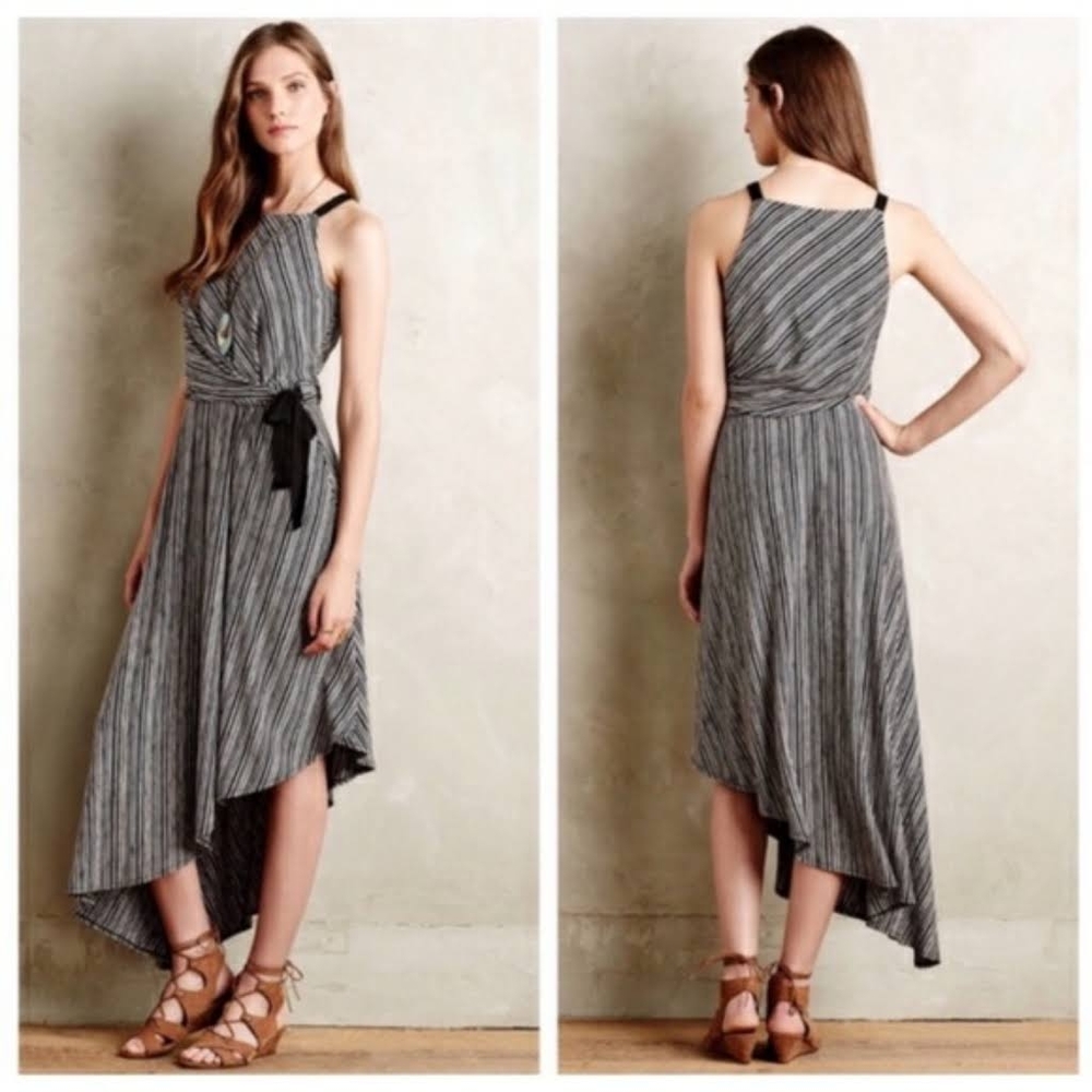 Maeve Anthropologie Striped faux wrap dress size Medium